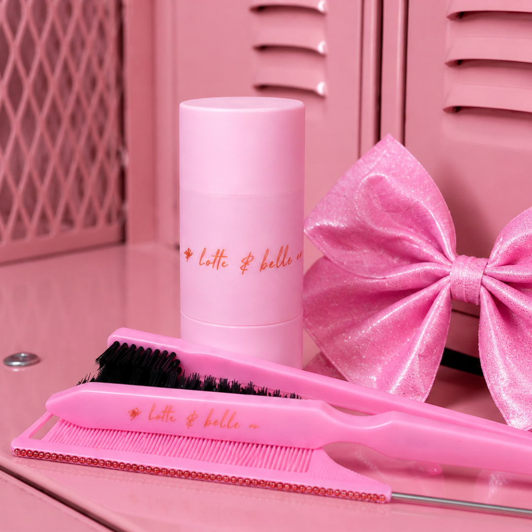Cheerleading hair brush set with tease brush for volume and smooth brush for finish