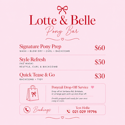 Pony Bar pricing guide — Signature Prep $60, Style Refresh $50, Quick Tease $30